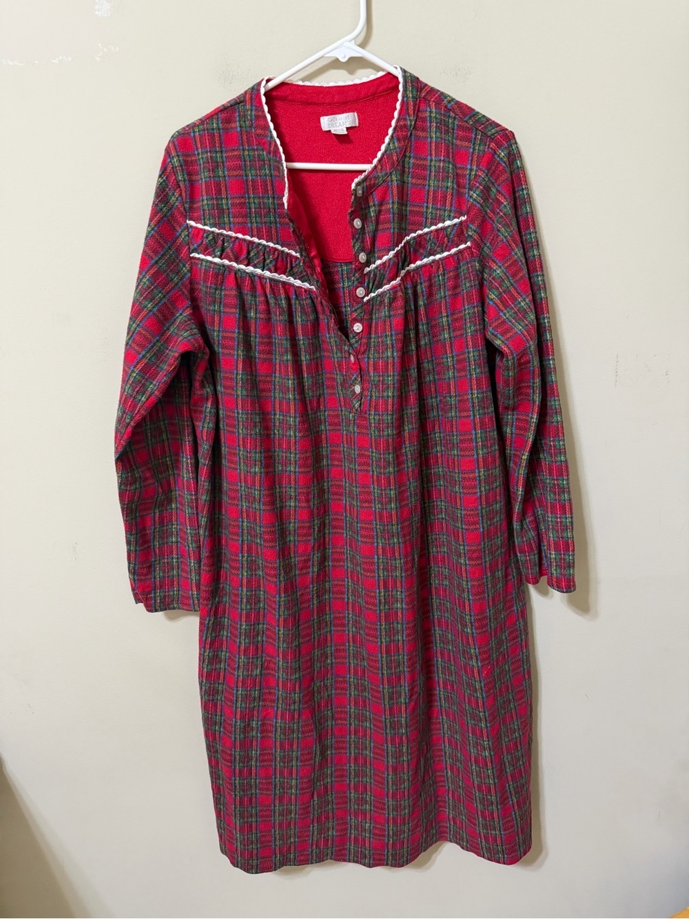 Celestial Dreams Red Plaid Long Sleeve Women’s plus 2x Nightshirt Dress cozy euc